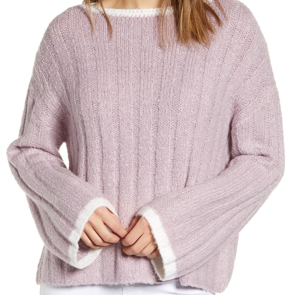 J.O.A. Sweaters - J.O.A. Bell Sleeve Oversized Sweater in Lavender